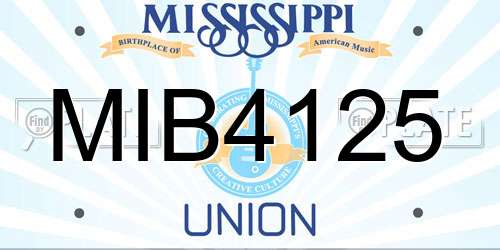 MIB4125 Mississippi License Plate