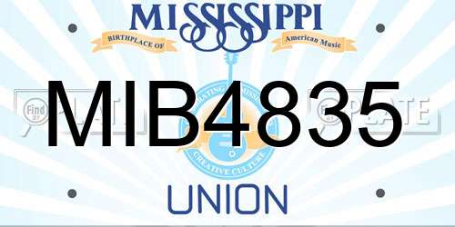 MIB4835 Mississippi License Plate