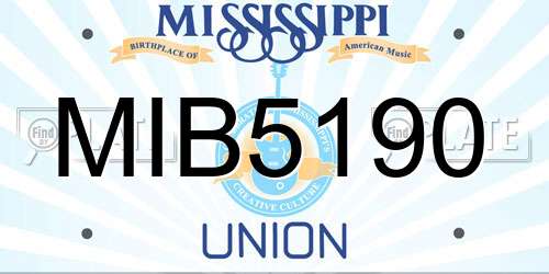 MIB5190 Mississippi License Plate