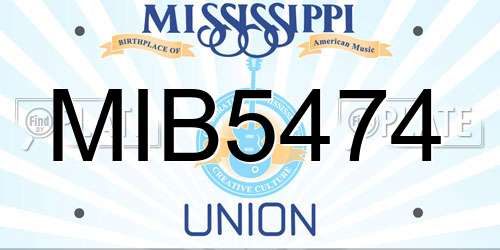 MIB5474 Mississippi License Plate