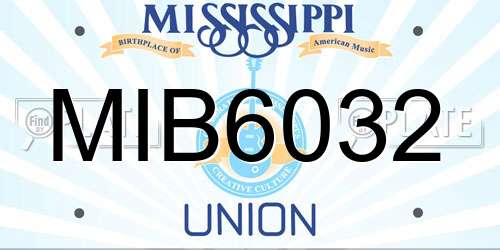 MIB6032 Mississippi License Plate