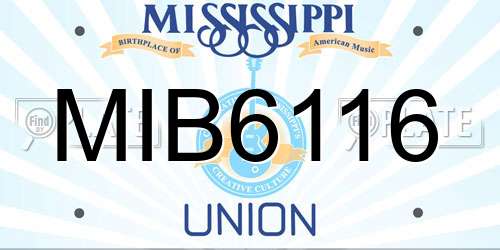 MIB6116 Mississippi License Plate