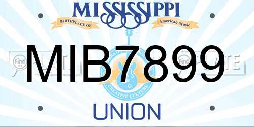 MIB7899 Mississippi License Plate