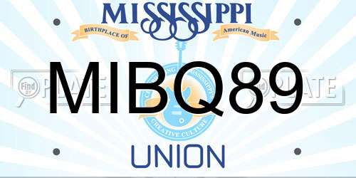 MIBQ89 Mississippi License Plate