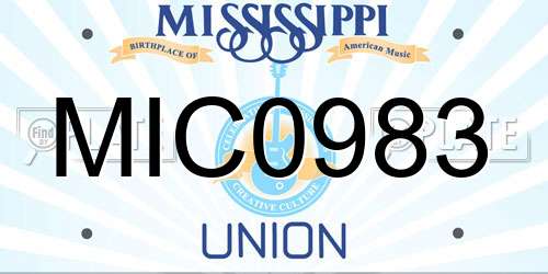 MIC0983 Mississippi License Plate
