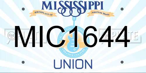 MIC1644 Mississippi License Plate
