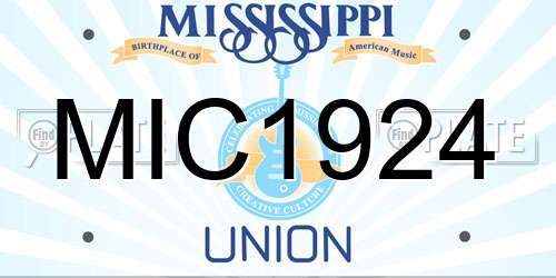 MIC1924 Mississippi License Plate