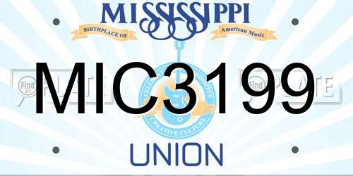 MIC3199 Mississippi License Plate