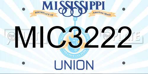 MIC3222 Mississippi License Plate