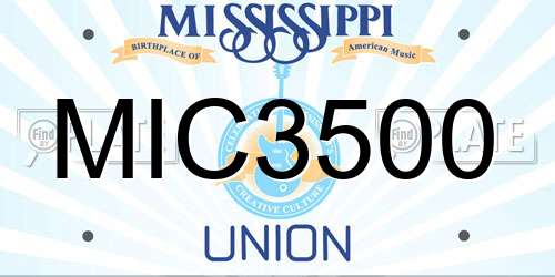 MIC3500 Mississippi License Plate