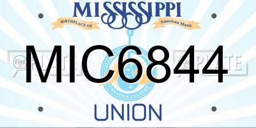 MIC6844 Mississippi License Plate