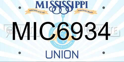 MIC6934 Mississippi License Plate