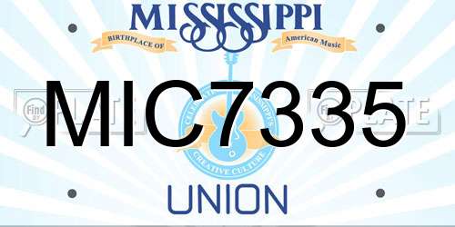 MIC7335 Mississippi License Plate