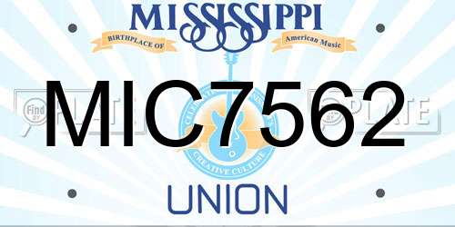 MIC7562 Mississippi License Plate