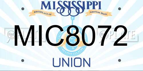 MIC8072 Mississippi License Plate
