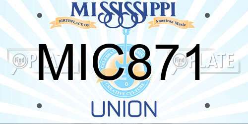 MIC871 Mississippi License Plate