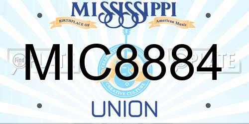 MIC8884 Mississippi License Plate
