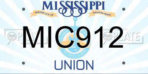 MIC912 Mississippi License Plate