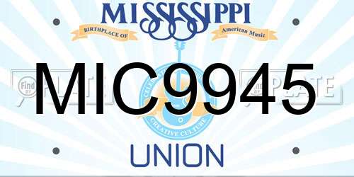 MIC9945 Mississippi License Plate