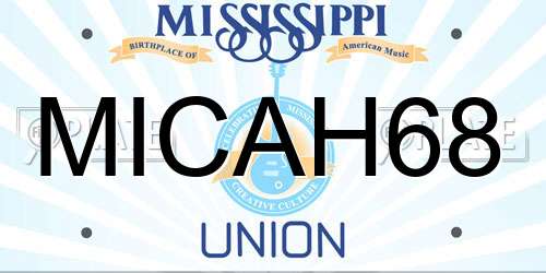 MICAH68 Mississippi License Plate