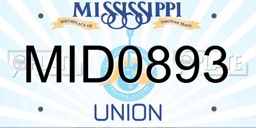 MID0893 Mississippi License Plate