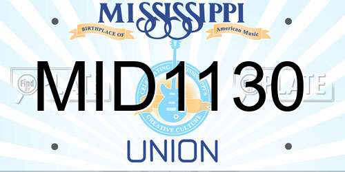MID1130 Mississippi License Plate