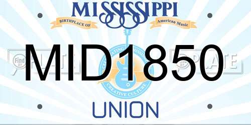 MID1850 Mississippi License Plate