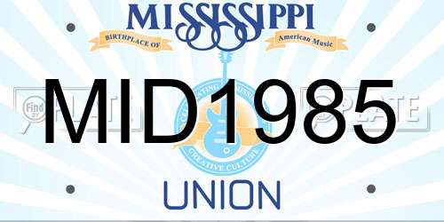 MID1985 Mississippi License Plate