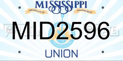 MID2596 Mississippi License Plate