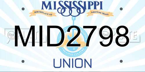 MID2798 Mississippi License Plate