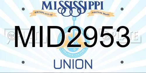 MID2953 Mississippi License Plate