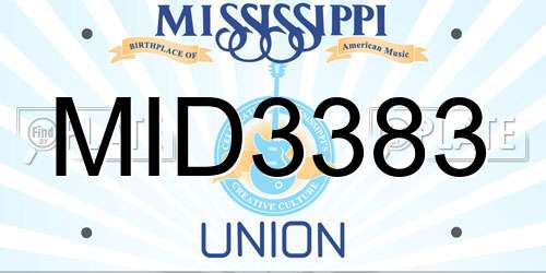 MID3383 Mississippi License Plate