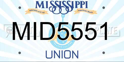 MID5551 Mississippi License Plate