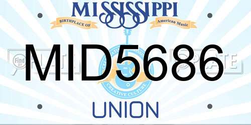 MID5686 Mississippi License Plate