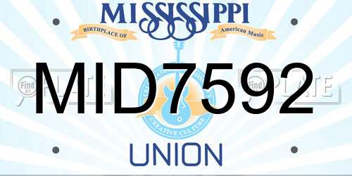 MID7592 Mississippi License Plate