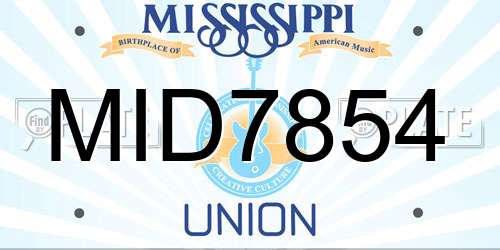 MID7854 Mississippi License Plate