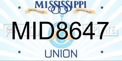 MID8647 Mississippi License Plate