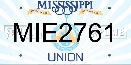 MIE2761 Mississippi License Plate