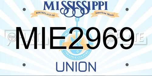MIE2969 Mississippi License Plate