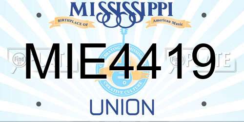 MIE4419 Mississippi License Plate