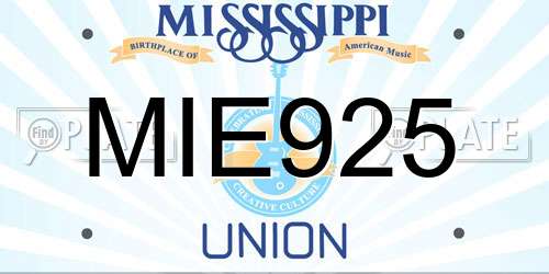 MIE925 Mississippi License Plate