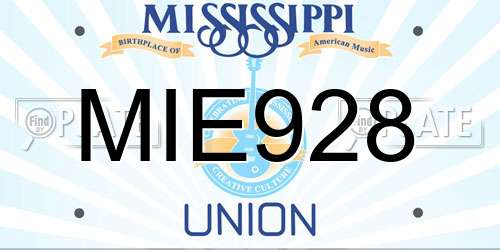 MIE928 Mississippi License Plate