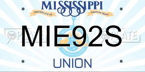MIE92S Mississippi License Plate