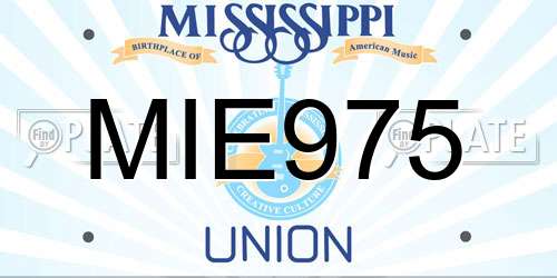 MIE975 Mississippi License Plate