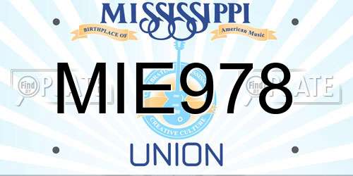 MIE978 Mississippi License Plate