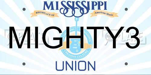 MIGHTY3 Mississippi License Plate