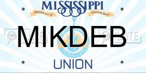 MIKDEB Mississippi License Plate
