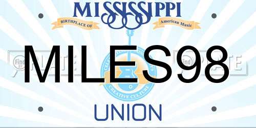 MILES98 Mississippi License Plate