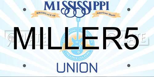 MILLER5 Mississippi License Plate