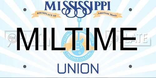 MILTIME Mississippi License Plate